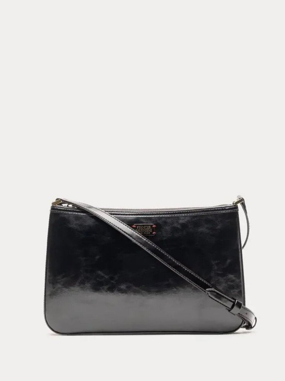 NEW Frances Valentine Poppy Crossbody Bag Black Glazed Leather - Perfect Size